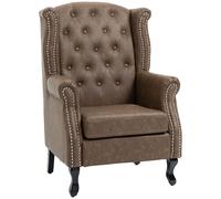 Wingback Armchair Chesterfield-style Brown 72x70x108cm Tufted Fabric Wood Legs