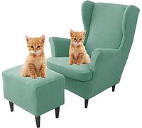 Wingback Armchair Cover 3 Piece Set Wing Chair Slipcover Soft High Stretch Chair Covers Furniture Protector Spandex Wing Chair Slipcovers,for Living Room Furniture Footstool Cover ( Color : #23 )