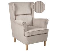 Beliani Corduroy Wingback Chair Beige ABSON, Cream