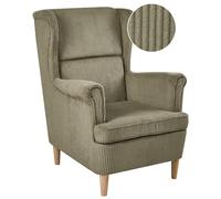 Beliani Corduroy Wingback Chair Green ABSON, Green