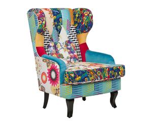 Wingback Chair MOLDE Fabric Blue