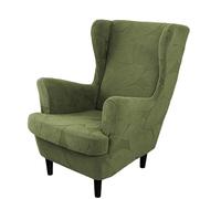 Wingback Chair Slipcover Jacquard 2 Piece Stretch Wingback Chair Cover Sofa Slipcovers with Elastic Bottom, Machine Washable Chair Cover for Living Room(Olive Green)