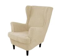Wingback Chair Slipcover Jacquard 2 Piece Stretch Wingback Chair Cover Sofa Slipcovers with Elastic Bottom, Machine Washable Chair Cover for Living Room(Beige)