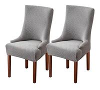 Wingback Dining Chair Covers - High Stretch Wing Chair Slipcover Chair Protector Seat Cover, Wingback Chair Covers for Dining Room Living Room Wedding Hotel Banquet Home Decor (Light Grey, Pack of 2)