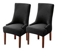 Wingback Dining Chair Covers - High Stretch Wing Chair Slipcover Chair Protector Seat Cover, Wingback Chair Covers for Dining Room Living Room Wedding Hotel Banquet Home Decor (Black, Pack of 2)