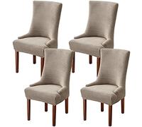 Wingback Dining Chair Covers - High Stretch Wing Chair Slipcover Chair Protector Seat Cover, Wingback Chair Covers for Dining Room Living Room Wedding Hotel Banquet Home Decor (Khaki, Pack of 4)