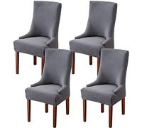 Wingback Dining Chair Covers - High Stretch Wing Chair Slipcover Chair Protector Seat Cover, Wingback Chair Covers for Dining Room Living Room Wedding Hotel Banquet Party Home Decor (Grey, Pack of 4)