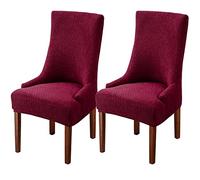 Wingback Dining Chair Covers - High Stretch Wing Chair Slipcover Chair Protector Seat Cover, Wingback Chair Covers for Dining Room Living Room Wedding Hotel Banquet Home Decor (Wine Red, Pack of 2)