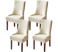 Wingback Dining Chair Covers - High Stretch Wing Chair Slipcover Chair Protector Seat Cover, Wingback Chair Covers for Dining Room Living Room Wedding Hotel Banquet Party Home Decor (Beige, Pack of 4)