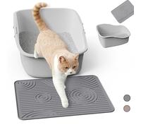 Wingcases Cat Litter Mat, 40x30cm Silicone Litter Trapping Mat, Non-Slip, Easy to Clean, Waterproof Urine Resistant Material, Soft on Kitty Paws (Grey)