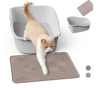 Wingcases Cat Litter Mat, 40x30cm Silicone Litter Trapping Mat, Non-Slip, Easy to Clean, Waterproof Urine Resistant Material, Soft on Kitty Paws (Beige)