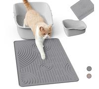Wingcases Cat Litter Mat, 60x40cm Silicone Litter Trapping Mat, Non-Slip, Easy to Clean, Waterproof Urine Resistant Material, Soft on Kitty Paws (Grey)
