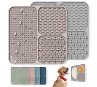 Wingcases-Licky Mats for Dogs and Cats 2 Pcs(NOT Chew Toy, NO BITE) Silicone Puppy Lick Mat with Suction Cups, Relieve Anxiety and Boredom, Easy to Clean (Light grey&Beige)