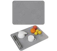 Wingcases Silicone Dish Drying Mat, Draining Board Mat(Grey, 40x30cm) Non-Slip Drying Mat for Kitchen Counter, Heat Resistant, BPA-free, Multifunctional Drainer Mat