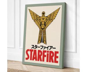 Winged Angel in Gold Japandi Canvas Wall Art Print 18x12 Inch (46 x 30 cm)