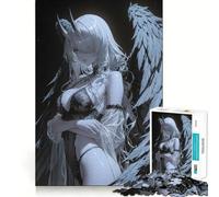 Winged Anime Girl with Horns Jigsaw 1000 Pieces for Teenagers Mind Boost Fun Zero Gap Captivating Leisure for Cozy Indoors (38x52cm)