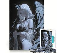 Winged Anime Girl with Horns Jigsaw Puzzle 1000 Think Boost Game Tight Lock No Loose Pieces Interactive Brain Challenge for Home (50x75cm)