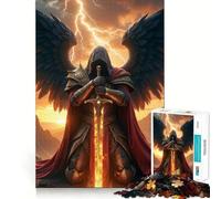 Winged Archangel with Fiery Sword Jigsaw Puzzles for Adults 1000 Think Boost Game Precise Interlock Structure Easy to Learn Family Enjoyment (38x52cm)