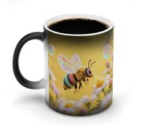 Winged Bee Color Changing Mug Heat Changing Coffee Mugs Funny Heat Activated Mug Ceramic Magic Cup Novelty Coffee Mugs 12 Oz Unique Tea Cup Birthday Gift for Women Men