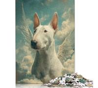 Winged Bull Terrier in The Clouds Bull Terrier Remembrance Puzzle DIY Game Premium Cardboard Jigsaw Puzzle for Women Men 1000pcs (75x50cm)