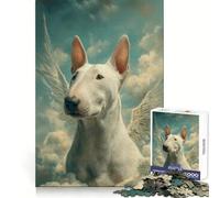 Winged Bull Terrier in The Clouds Jigsaw Puzzles for Adults 1000 Piece Mental Workout Quiet Enjoyment Xmas Gift (38x26cm)