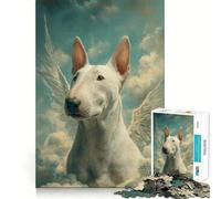 Winged Bull Terrier in The Clouds Jigsaw Puzzles for Adults 1000 Think Boost Game Precise Interlock Structure Easy to Learn Family Enjoyment (38x52cm)