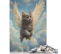 Winged Cat in The Sky Majestic Feline Tribute Puzzle 300 Piece Adult Jigsaw Puzzle Puzzles for Adults & Teenager for Adults Puzzles 300pcs (40x28cm)