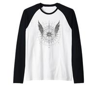 Winged Compass All-Seeing Eye Mystical Dark Design Raglan Baseball Tee