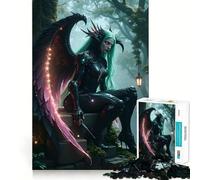 Winged Dark Fairy in Forest Jigsaw Puzzles 1000 Piece for Adults Recall Fun Play Firm Fit Secure Assembly Family Fun Night Activity (38x52cm)