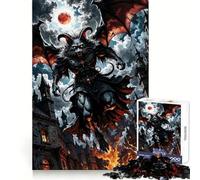 Winged Demon Cat Over Burning City Jigsaw Puzzles 1000 Piece for Teenagers Memory Power Mind Soothing Fun Seamless Fit Perfect Xmas (50x75cm)