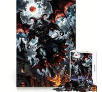 Winged Demon Cat Over Burning City Jigsaws 1000 Pieces for Adults Mind Clarity Mind Calming Fun Fine Edges Perfect Present (38x52cm)