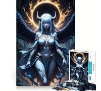 Winged Demon Girl with Horns Adults 1000 Pieces Puzzle Mind Training Fun Burr Free Clean Cut Pieces Heartwarming Gathering Activity (50x75cm)