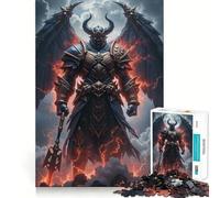Winged Demon Warrior in Armor Jigsaw Puzzle1000 Pieces Mind Train Fun Clean Cut Sturdy Components Captivating Leisure for Cozy Indoors (38x52cm)