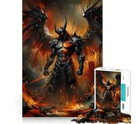 Winged Demon Warrior in Fiery Landscape 1000 Piece Teenager Puzzles Brain Boosting Play Tight Interlock No Gaps Relaxing Indoor Group Activity (38x26cm)