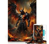 Winged Demon Warrior in Fiery Landscape Jigsaw Puzzle 1000 Think Boost Game Tight Lock No Loose Pieces Interactive Brain Challenge for Home (38x52cm)