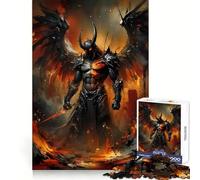 Winged Demon Warrior in Fiery Landscape Jigsaw Puzzles 1000 Pieces for Adults Mind Power Mind Soothing Fun Uniform Edges Thoughtful Gift (38x52cm)