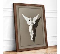 Winged Descent Minimalist Framed Wall Art Print A4 (29.7×21cm) Walnut, Wall Decor for Living Room, Bedroom, Office & Home, Ready to Hang, Art Gift