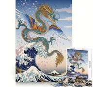 Winged Dragon Great Wave 1000 Piece Jigsaws for Adults Recall Power Light Enjoyment Precise Edges Meaningful Gift (38x26cm)