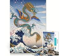 Winged Dragon Great Wave 1000 Piece Teenager Puzzles Brain Boosting Play Tight Interlock No Gaps Relaxing Indoor Group Activity (38x26cm)