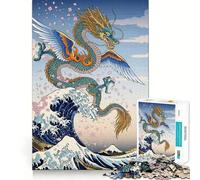 Winged Dragon Great Wave Jigsaw 1000 Pieces for Teenagers Mental Boost Game Firm Fit Secure Assembly Family Fun Night Activity (50x75cm)
