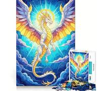 Winged Dragon in The Sky Jigsaw Puzzles 1000 Mental Focus Game No Gap Tight Fitting Design Interactive Brain Challenge for Home (38x26cm)