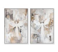 Winged Enigma Duet Canvas Print Abstract Wall Decor Set by Art Remedy, White Frame, 20 x 30