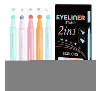 Winged Eye Liner Stamp - Long Lasting Quick Drying, Liner Set Star Moon Heart Flower Colorful Winged Eye Liners 5 PCS Double Ended 2 in 1 Makeup Pen for Festival Party Makeup