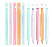 Winged Eye Liner Stamp Set, Long-Lasting Quick-Drying Eye Cosmetic with Star, 5 Double Ended 2-In-1 Pen for Festival, Creative Makeup, Moon, Heart, and Flower Designs