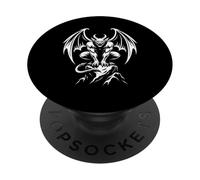 Winged Gargoyle Demon Perched on Rock Gothic Line Art Icon PopSockets Adhesive PopGrip