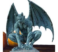 Winged Gargoyle Garden Statue - Gothic Protective Sculpture with Hands Placed on the Ground Intricate Figurine for Home Decor Gothic Ornamental Piece | Patio Porch Fence Patio Exh