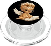Winged Girl Open Book Reading Book Lover Graphic Angel Child PopSockets PopGrip for MagSafe