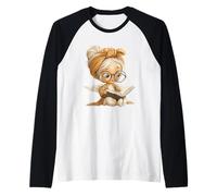 Winged Girl Open Book Reading Book Lover Graphic Angel Child Raglan Baseball Tee