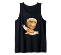 Winged Girl Open Book Reading Book Lover Graphic Angel Child Tank Top