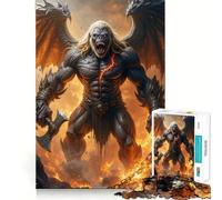Winged Gorilla Warrior in Fiery Landscape Adult Jigsaw Puzzles1000 Pieces Brain Game Gift High Precision Die Cut Relaxing Indoor Group Activity (38x26cm)